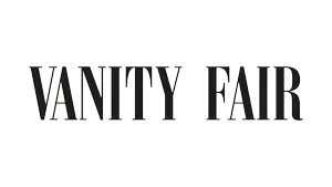 Black background with the text "VANITY FAIR" in large, bold, black serif font.